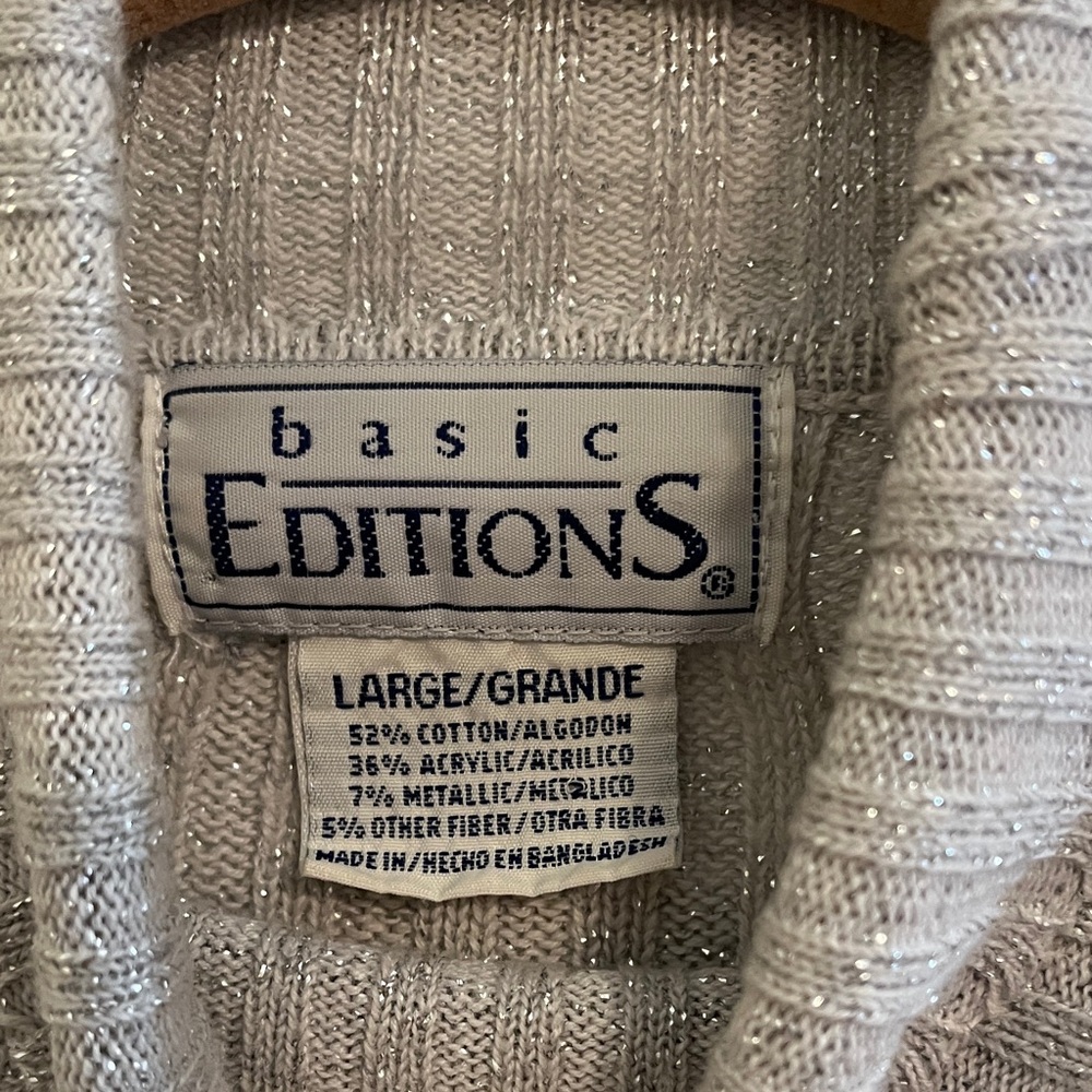 Vintage Basic Editions Light Gray Turtleneck Swea… - image 2